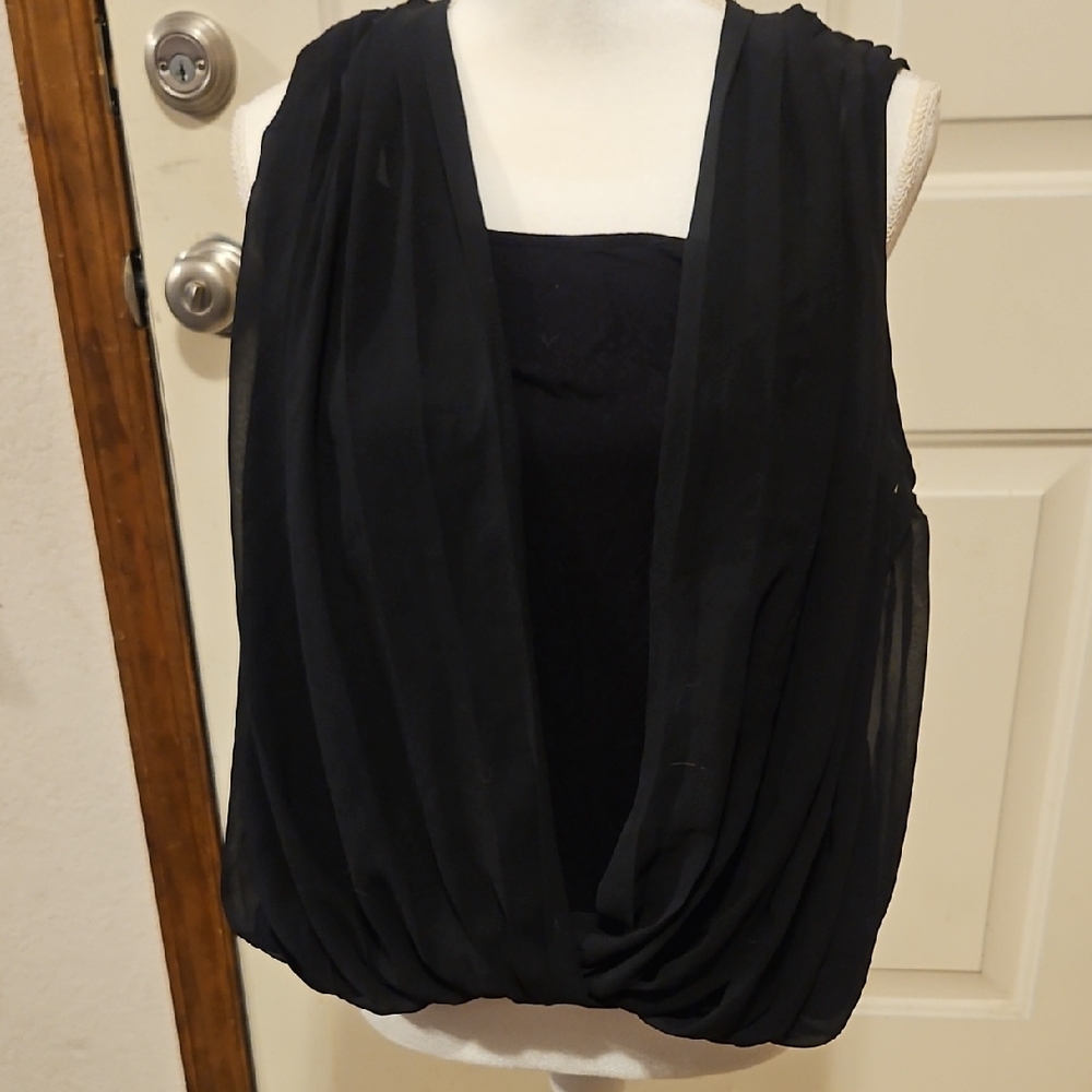 Jennifer Lopez Black Drape Blouse